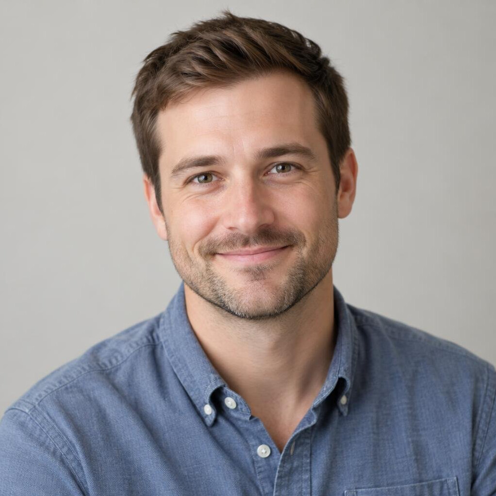 Portrait of a bearded man in casual shirt