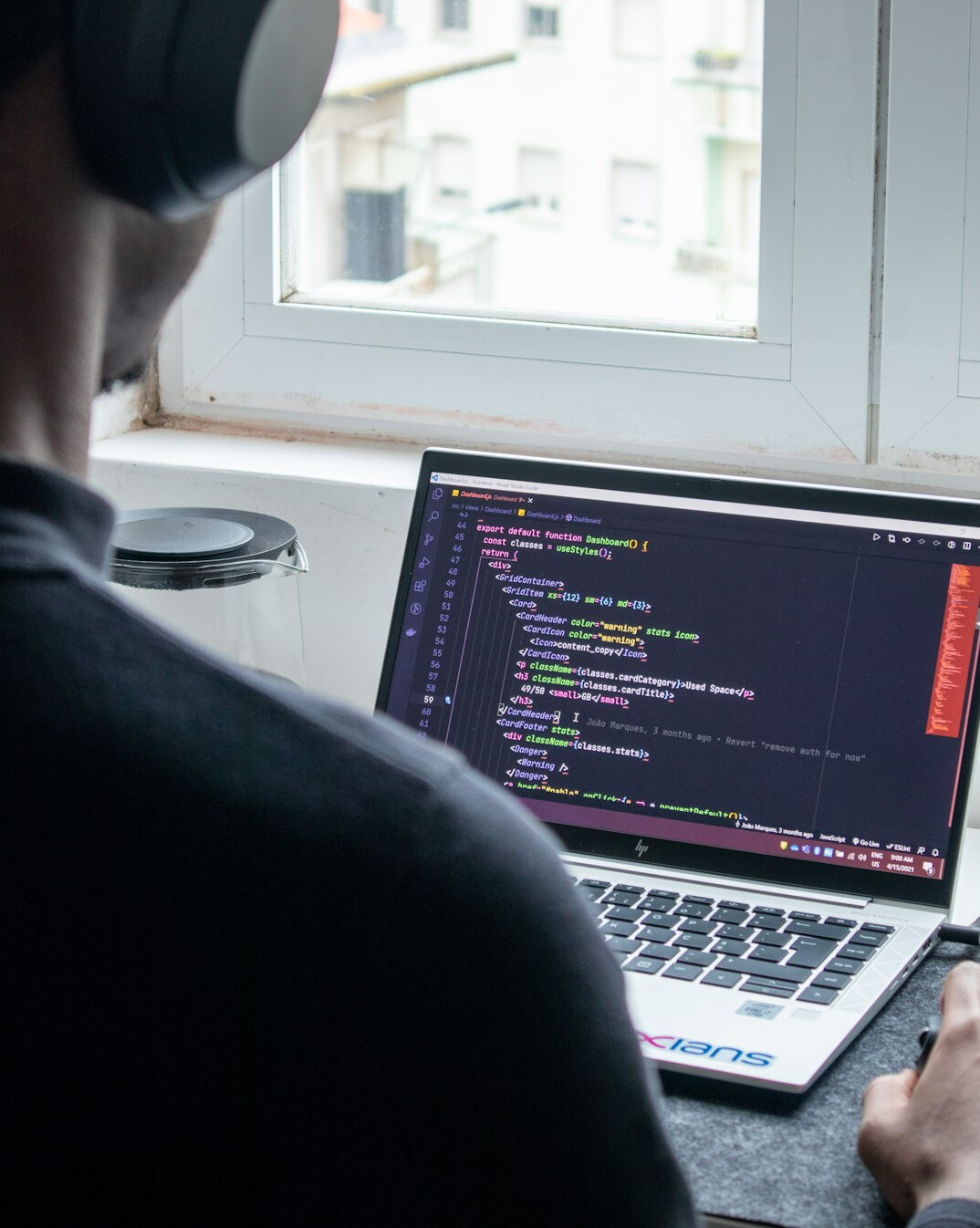 person learning to code at home
