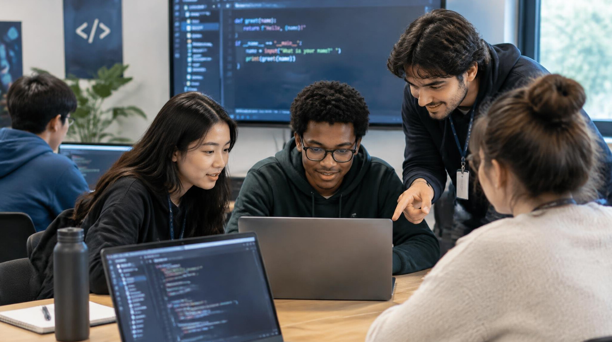 group of students at coding event